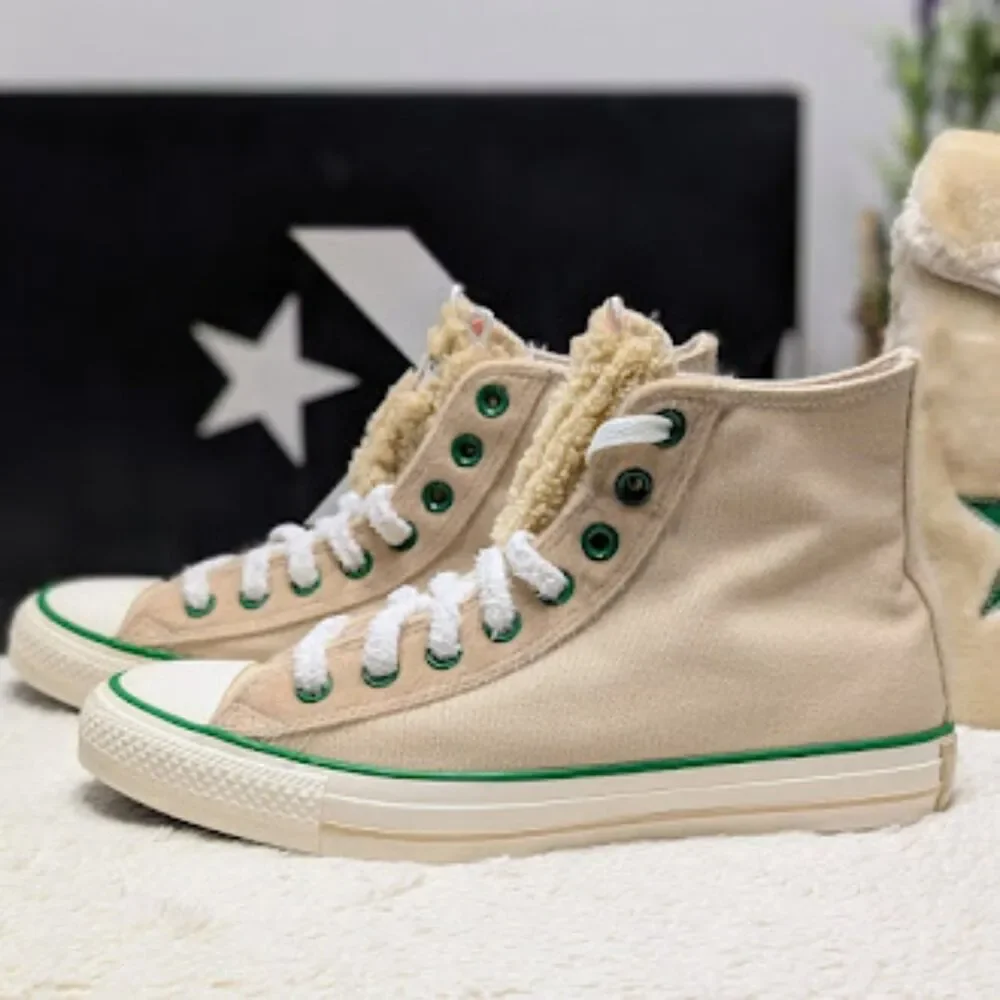 Converse CTAS Miso Glaze Alpaca Faux Fur Hi Top Sneakers + Bag Women's 9.5 NIB